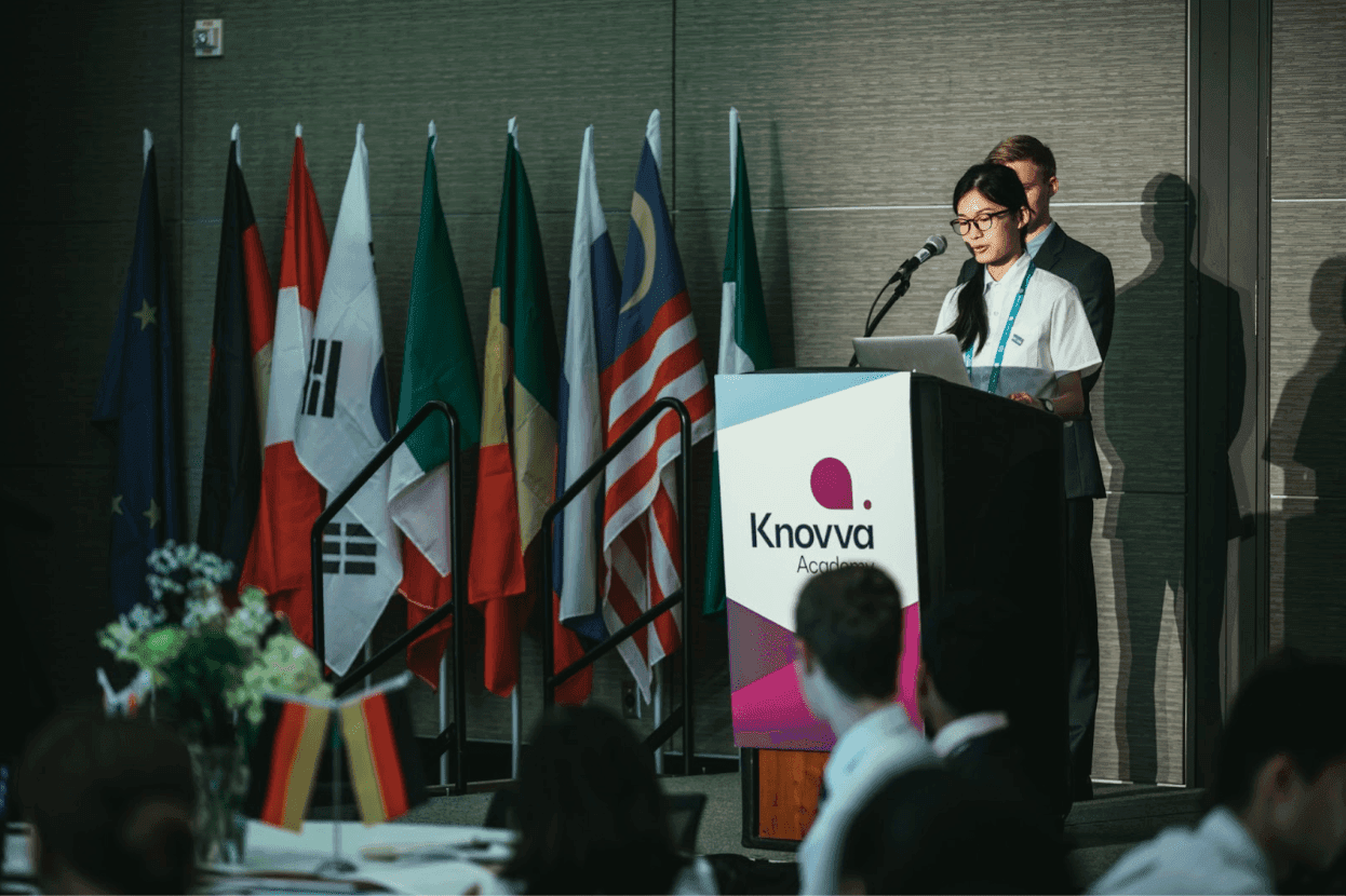 Student speakers at Knovva Academy’s Model G20 event