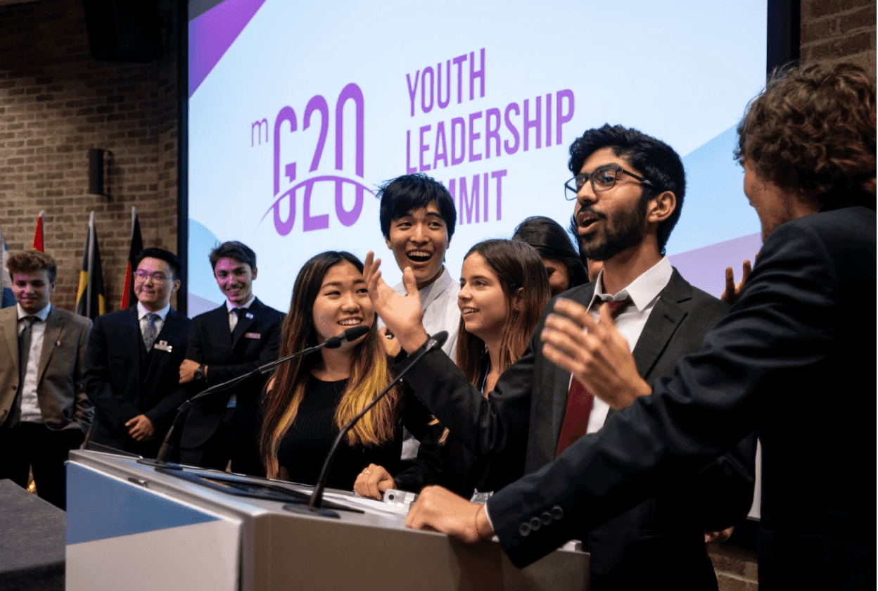 Student speakers at Knovva Academy’s Model G20 event
