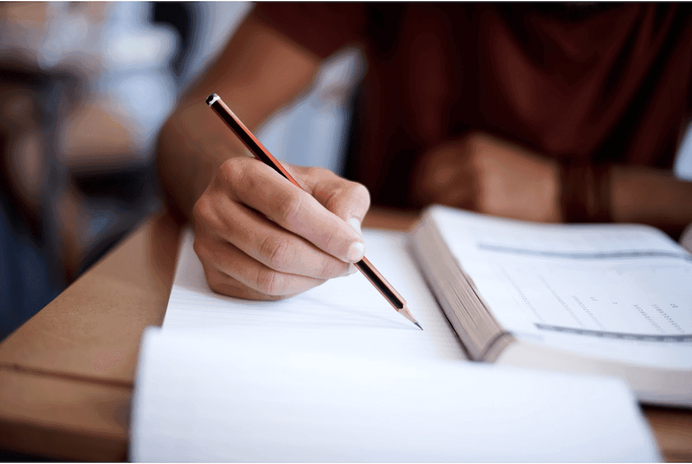 Student focuses on taking a standardized test for college