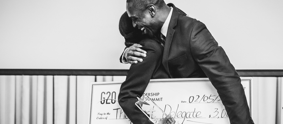 One of the student success stories includes a student who earned a scholarship through the Knovva Model G20 summit.